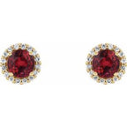 Round 4-Prong Halo-Style Earrings