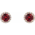 Round 4-Prong Halo-Style Earrings