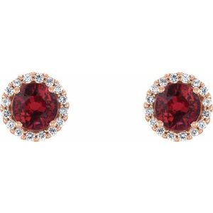 Round 4-Prong Halo-Style Earrings