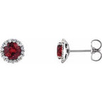 Round 4-Prong Halo-Style Earrings