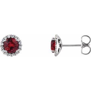 Round 4-Prong Halo-Style Earrings
