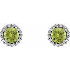 Round 4-Prong Halo-Style Earrings