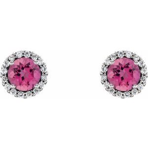 Round 4-Prong Halo-Style Earrings