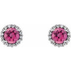 Round 4-Prong Halo-Style Earrings