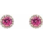 Round 4-Prong Halo-Style Earrings