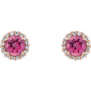 Round 4-Prong Halo-Style Earrings