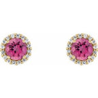 Round 4-Prong Halo-Style Earrings
