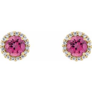 Round 4-Prong Halo-Style Earrings