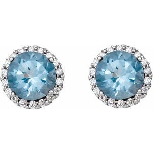 Round 4-Prong Halo-Style Earrings
