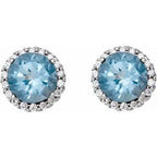 Round 4-Prong Halo-Style Earrings