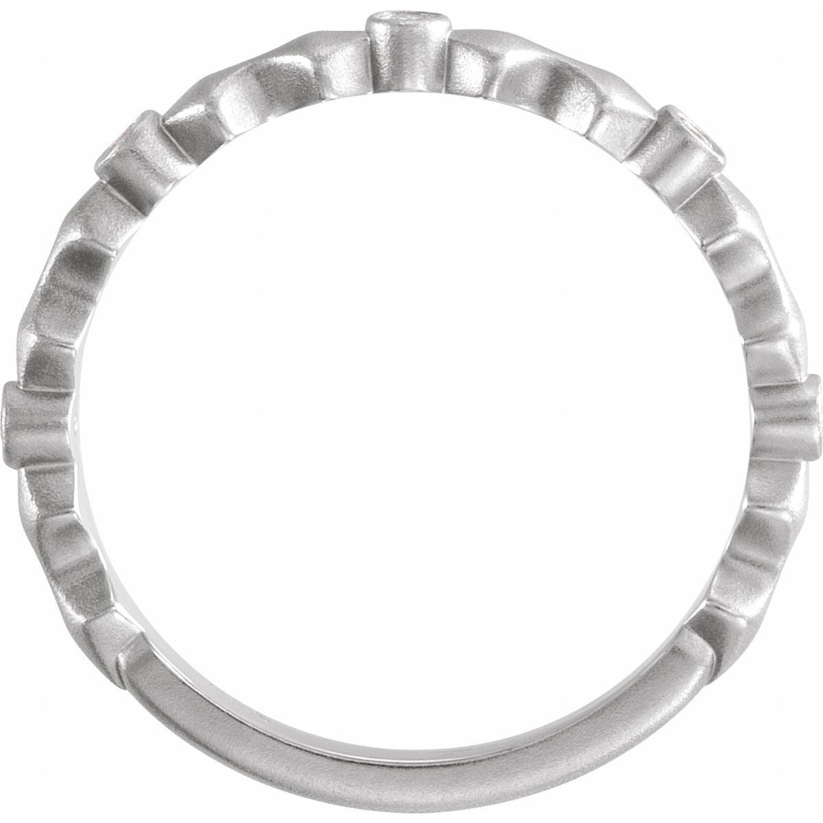 Bezel-Set Sculptural Anniversary Band with Bead Blast/Matte Finish
