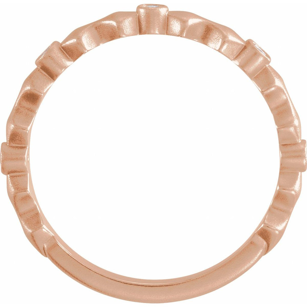 Bezel-Set Sculptural Anniversary Band with Bead Blast/Matte Finish