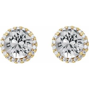 Round 4-Prong Halo-Style Earrings