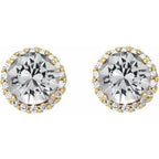 Round 4-Prong Halo-Style Earrings