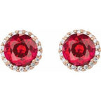Round 4-Prong Halo-Style Earrings