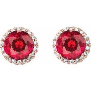Round 4-Prong Halo-Style Earrings