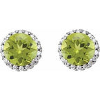 Round 4-Prong Halo-Style Earrings