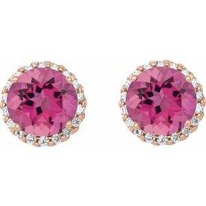Round 4-Prong Halo-Style Earrings