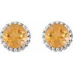 Round 4-Prong Halo-Style Earrings