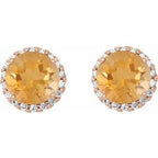 Round 4-Prong Halo-Style Earrings