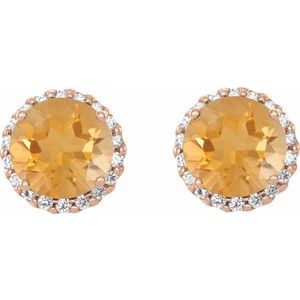 Round 4-Prong Halo-Style Earrings