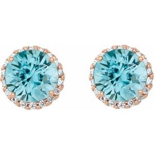 Round 4-Prong Halo-Style Earrings