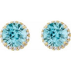 Round 4-Prong Halo-Style Earrings