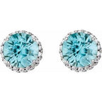 Round 4-Prong Halo-Style Earrings