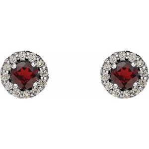 Round 4-Prong Halo-Style Earrings