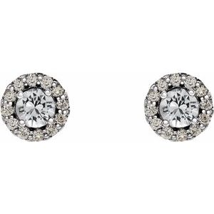 Round 4-Prong Halo-Style Earrings