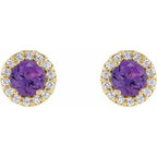Round 4-Prong Halo-Style Earrings