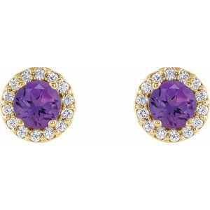 Round 4-Prong Halo-Style Earrings