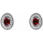 Oval 4-Prong Halo-Style Earrings