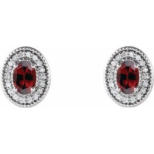 Oval 4-Prong Halo-Style Earrings