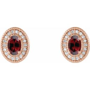 Oval 4-Prong Halo-Style Earrings