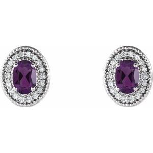 Oval 4-Prong Halo-Style Earrings