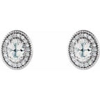 Oval 4-Prong Halo-Style Earrings