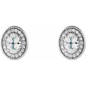 Oval 4-Prong Halo-Style Earrings