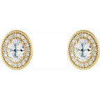 Oval 4-Prong Halo-Style Earrings