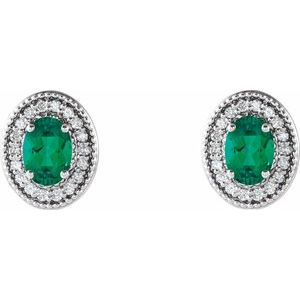 Oval 4-Prong Halo-Style Earrings