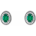 Oval 4-Prong Halo-Style Earrings