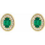 Oval 4-Prong Halo-Style Earrings