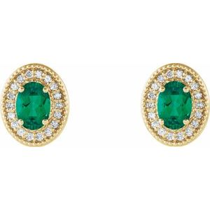 Oval 4-Prong Halo-Style Earrings