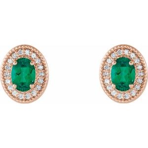 Oval 4-Prong Halo-Style Earrings