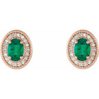 Oval 4-Prong Halo-Style Earrings