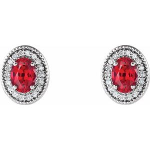 Oval 4-Prong Halo-Style Earrings