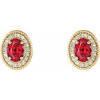 Oval 4-Prong Halo-Style Earrings