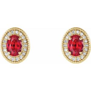 Oval 4-Prong Halo-Style Earrings