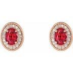 Oval 4-Prong Halo-Style Earrings