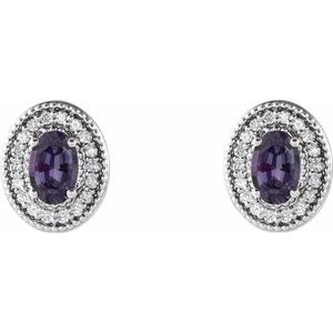 Oval 4-Prong Halo-Style Earrings